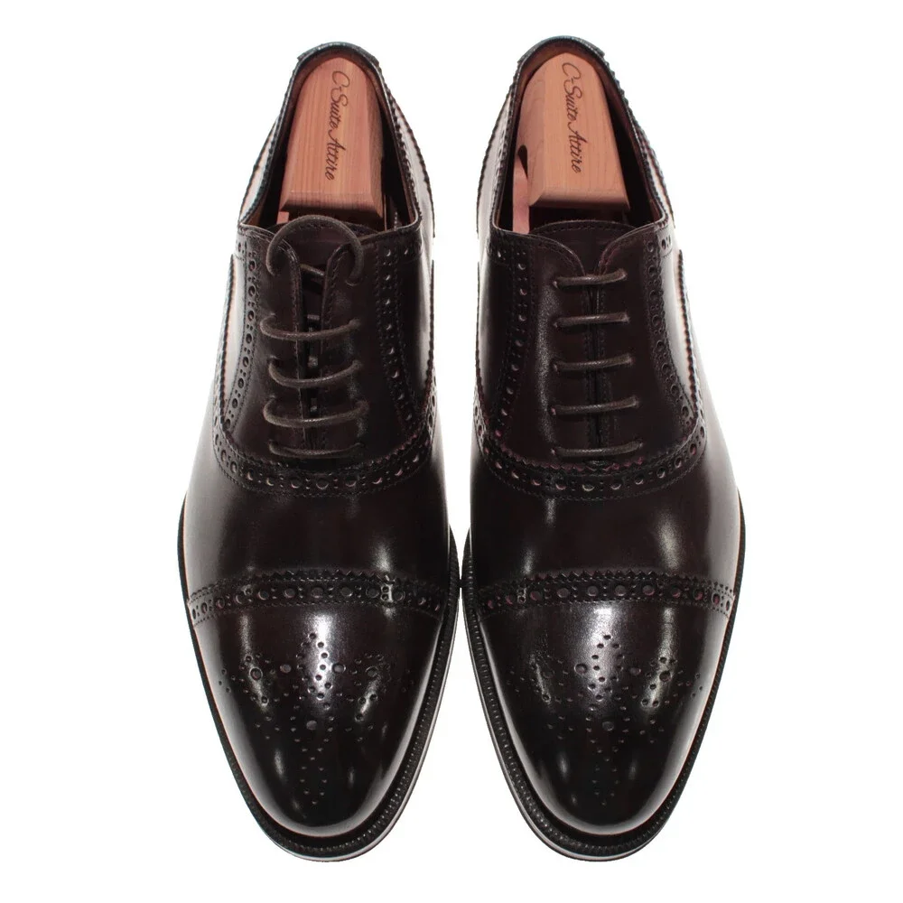 Di Bianco NWD Lace Up Oxford Dress Shoes Size 39.5 (US 6.5) in Brown Leather